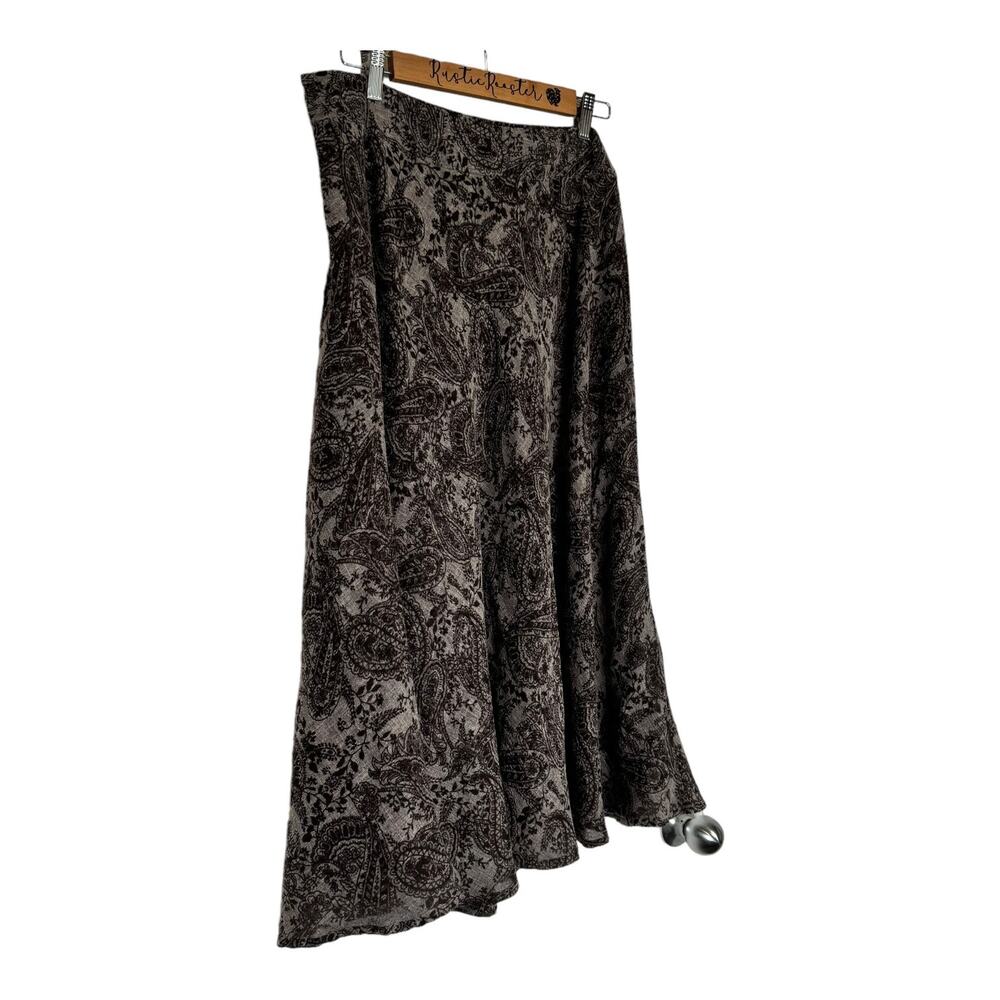 Vintage Christopher Banks Brown floral Linen  Aline Skirt 14 - Picture 2 of 6